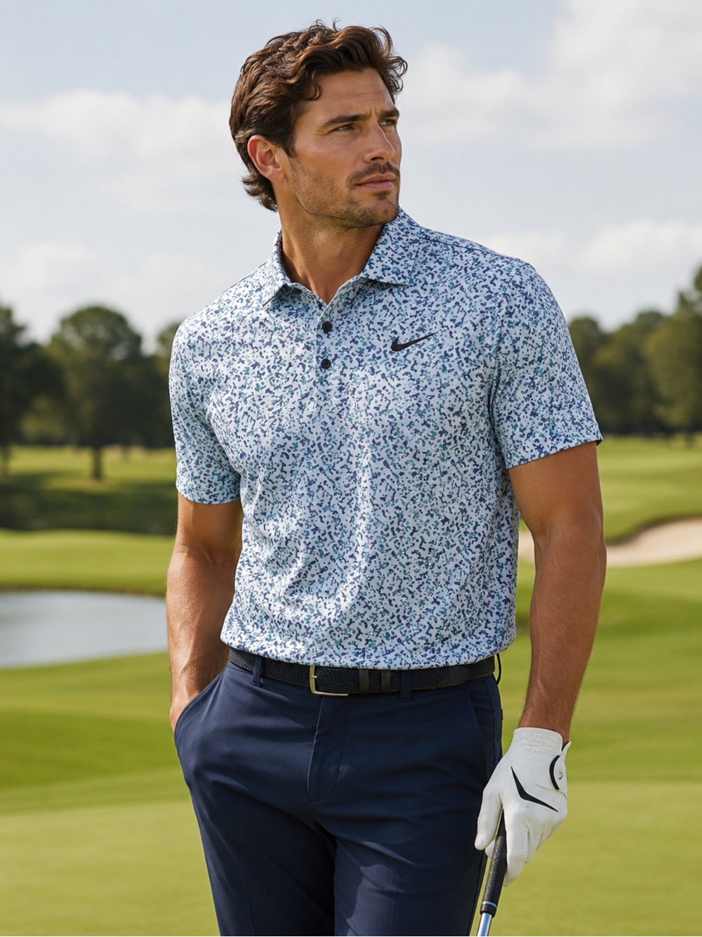NIKE XXL
Men's Dri-FIT Tour Micro Camo Short Sleeve Polo